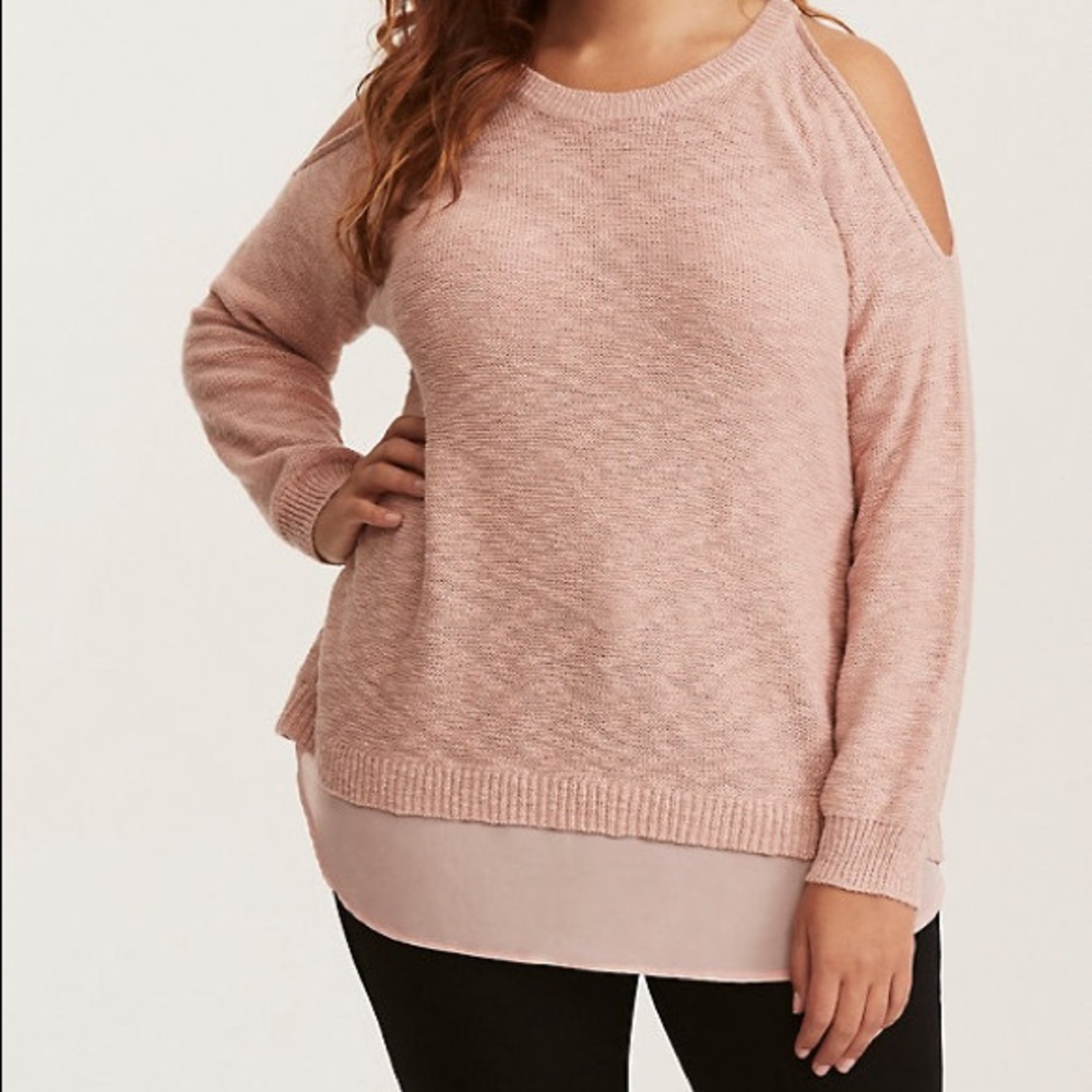 Torrid Knit Twofer Cold Shoulder Sweater